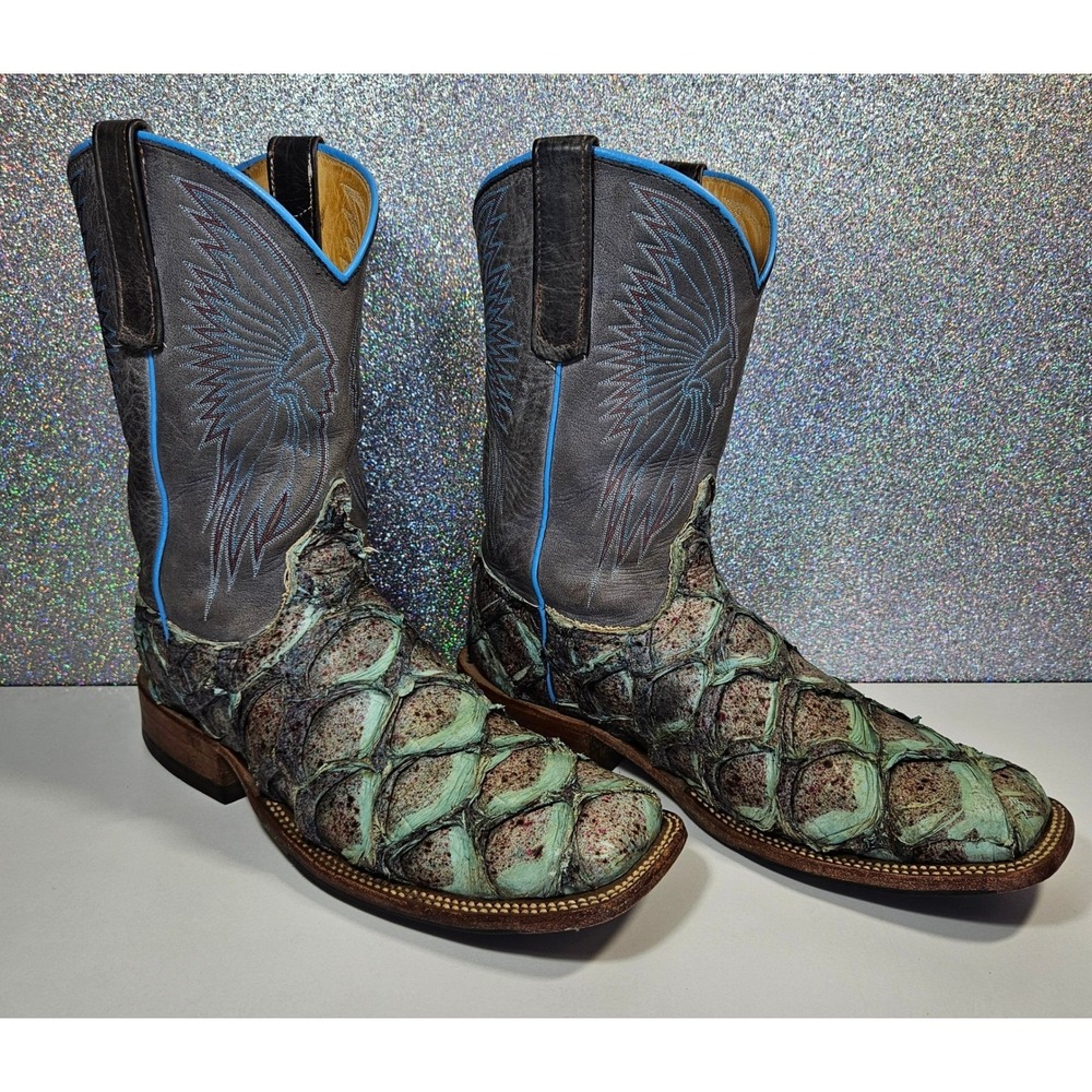 ANDERSON Bean Men's 10B Arapaima Big Bass Pirarucu Cowboy Boots Square Toe